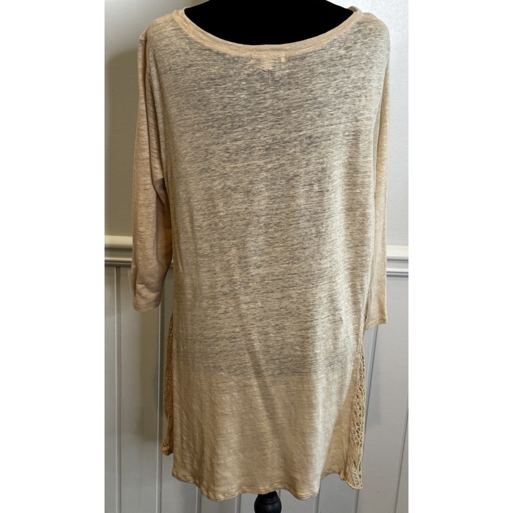 Tyler Boe Linen Top L Khaki Lagenlook Coastal Chic Boho Resort Minimalist - Picture 4 of 14